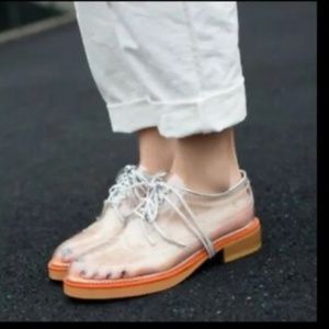 Clear see through wingtip Oxford shoes